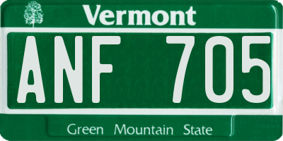 VT license plate ANF705