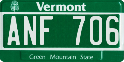 VT license plate ANF706
