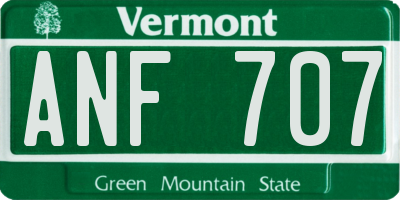 VT license plate ANF707