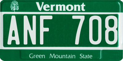 VT license plate ANF708