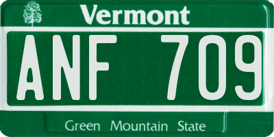 VT license plate ANF709
