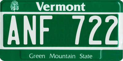 VT license plate ANF722