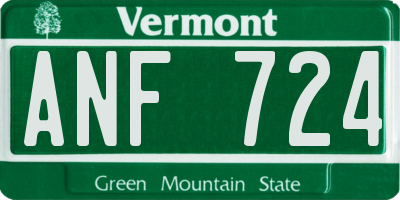 VT license plate ANF724