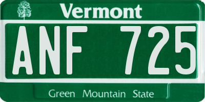 VT license plate ANF725