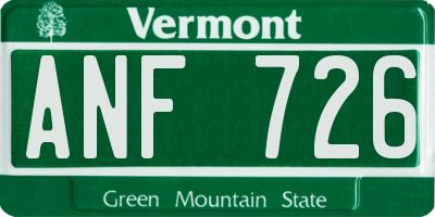 VT license plate ANF726