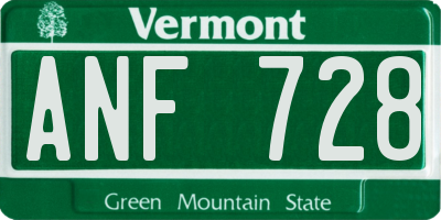 VT license plate ANF728