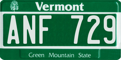 VT license plate ANF729