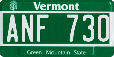 VT license plate ANF730