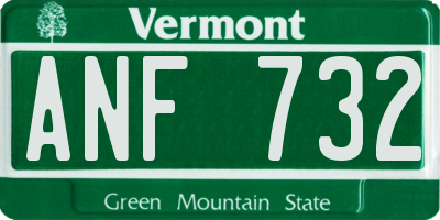 VT license plate ANF732