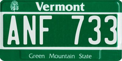 VT license plate ANF733