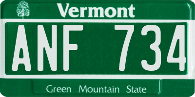 VT license plate ANF734