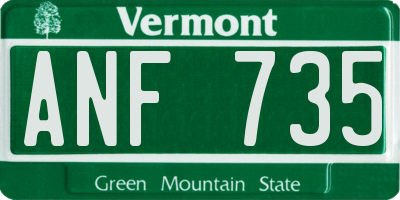 VT license plate ANF735