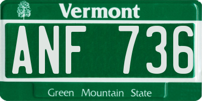 VT license plate ANF736