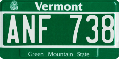 VT license plate ANF738