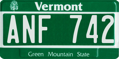 VT license plate ANF742