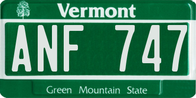 VT license plate ANF747