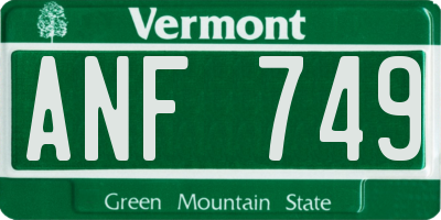 VT license plate ANF749