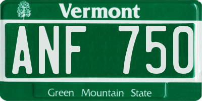 VT license plate ANF750