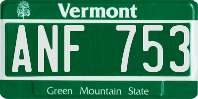 VT license plate ANF753