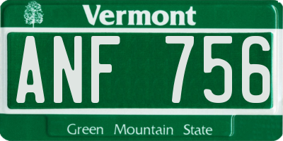 VT license plate ANF756