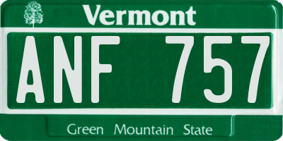 VT license plate ANF757