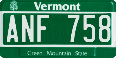 VT license plate ANF758