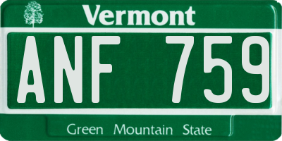 VT license plate ANF759