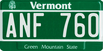 VT license plate ANF760