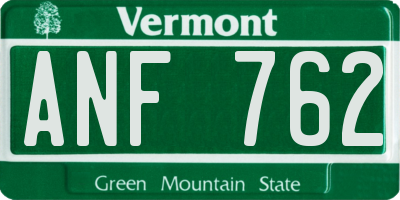 VT license plate ANF762