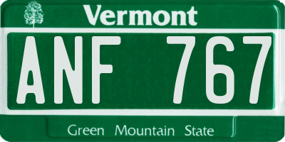 VT license plate ANF767