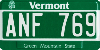 VT license plate ANF769