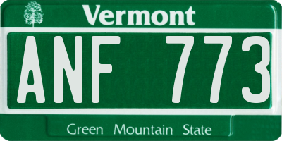 VT license plate ANF773