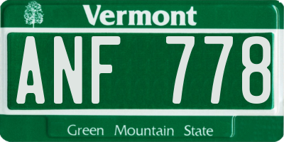 VT license plate ANF778