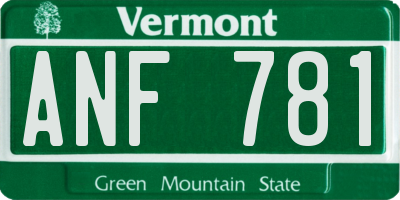 VT license plate ANF781