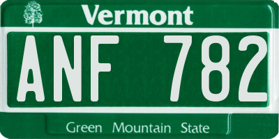 VT license plate ANF782