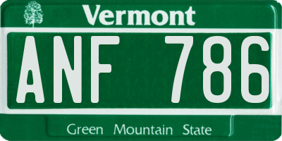 VT license plate ANF786