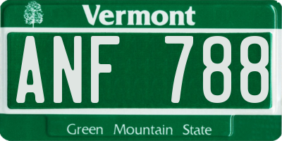 VT license plate ANF788