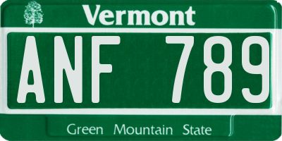 VT license plate ANF789