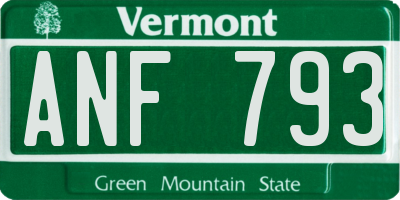 VT license plate ANF793