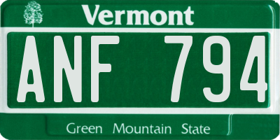 VT license plate ANF794