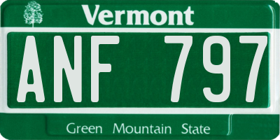 VT license plate ANF797