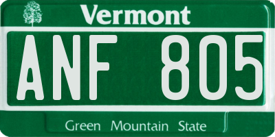 VT license plate ANF805
