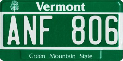 VT license plate ANF806