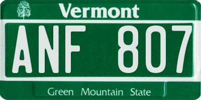 VT license plate ANF807