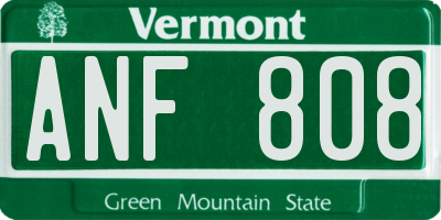 VT license plate ANF808