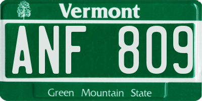 VT license plate ANF809