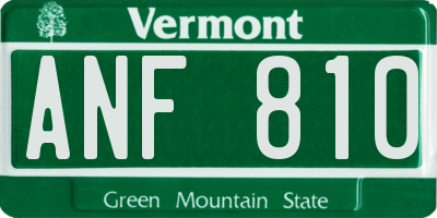 VT license plate ANF810
