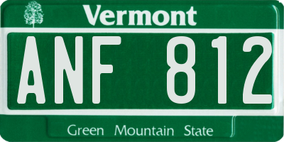 VT license plate ANF812