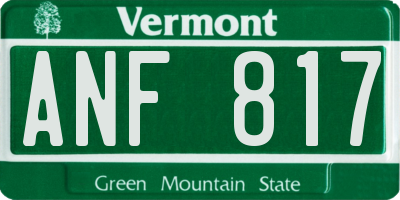 VT license plate ANF817