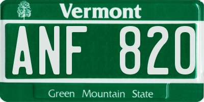 VT license plate ANF820